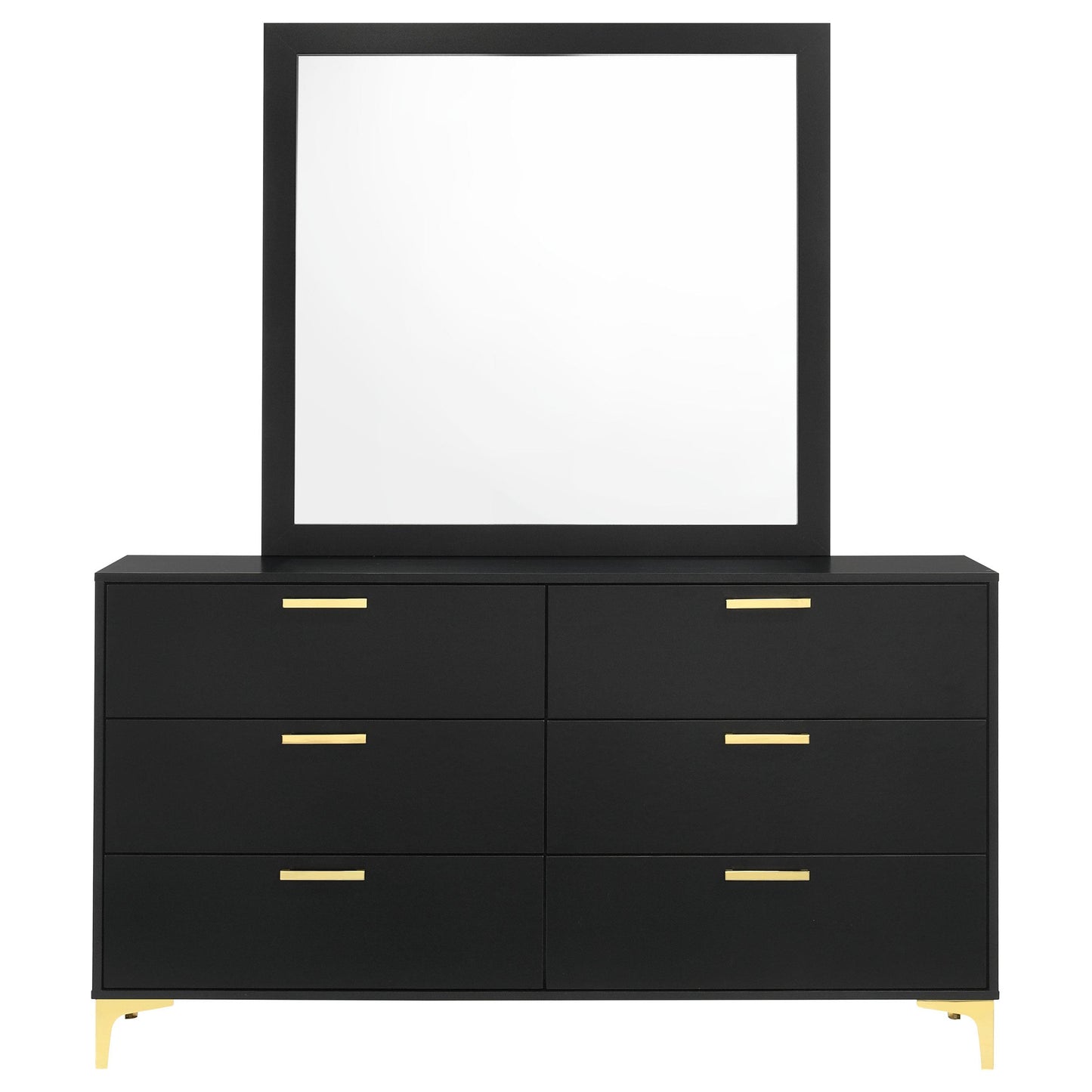 Coaster Furniture Kendall 224453M 6-Drawer Dresser with Mirror - Black IMAGE 2