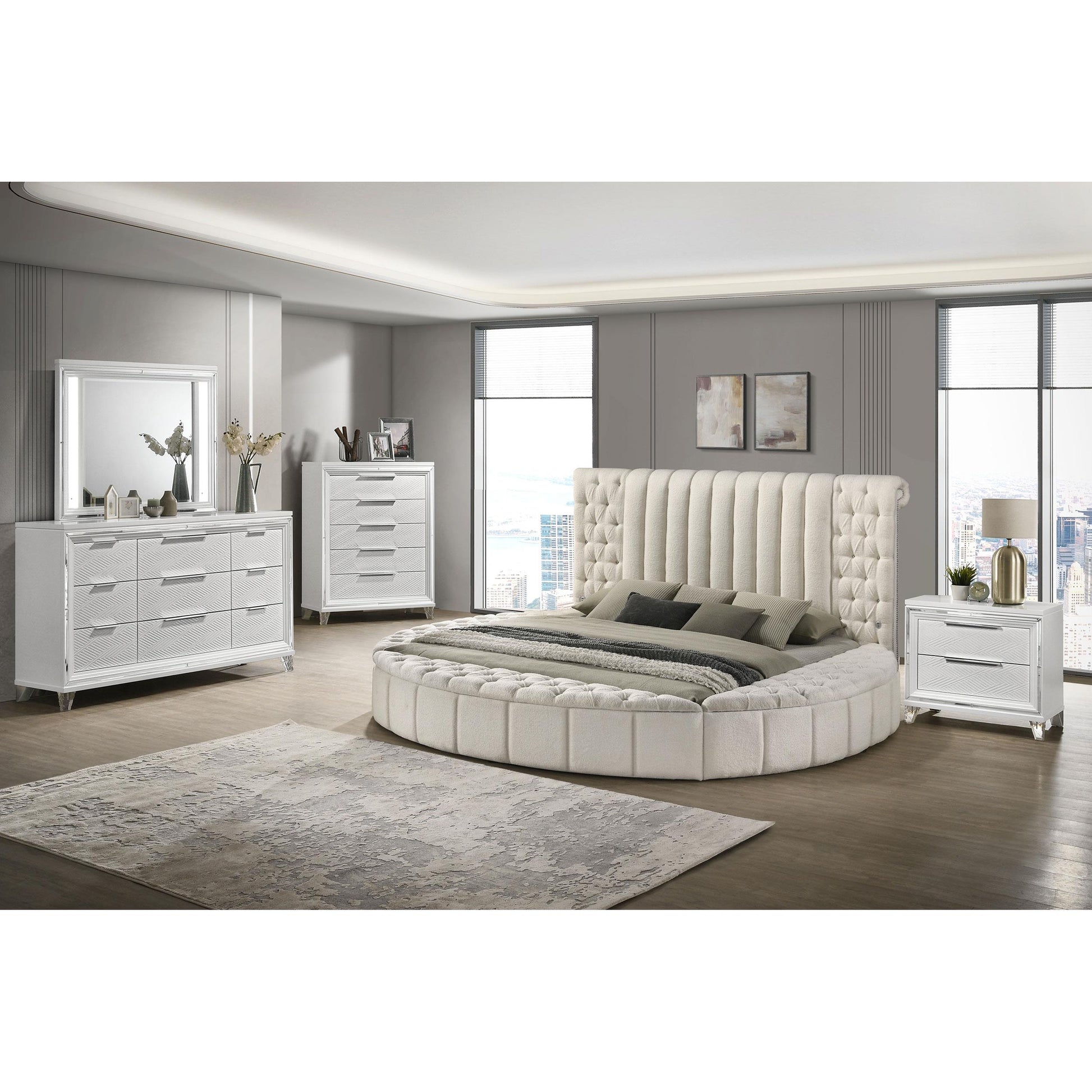Coaster Furniture Sonya 360111Q Upholstered Queen Round Storage Bed - Ivory IMAGE 10