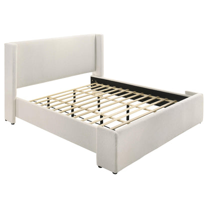  Coaster Furniture Alamosa 310078KE Boucle Upholstered Eastern King Platform Bed - White IMAGE 1