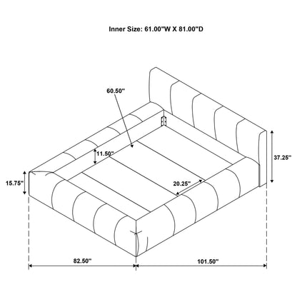 Coaster Furniture Wilshire 315981Q Upholstered Queen Platform Bed - Grey IMAGE 5