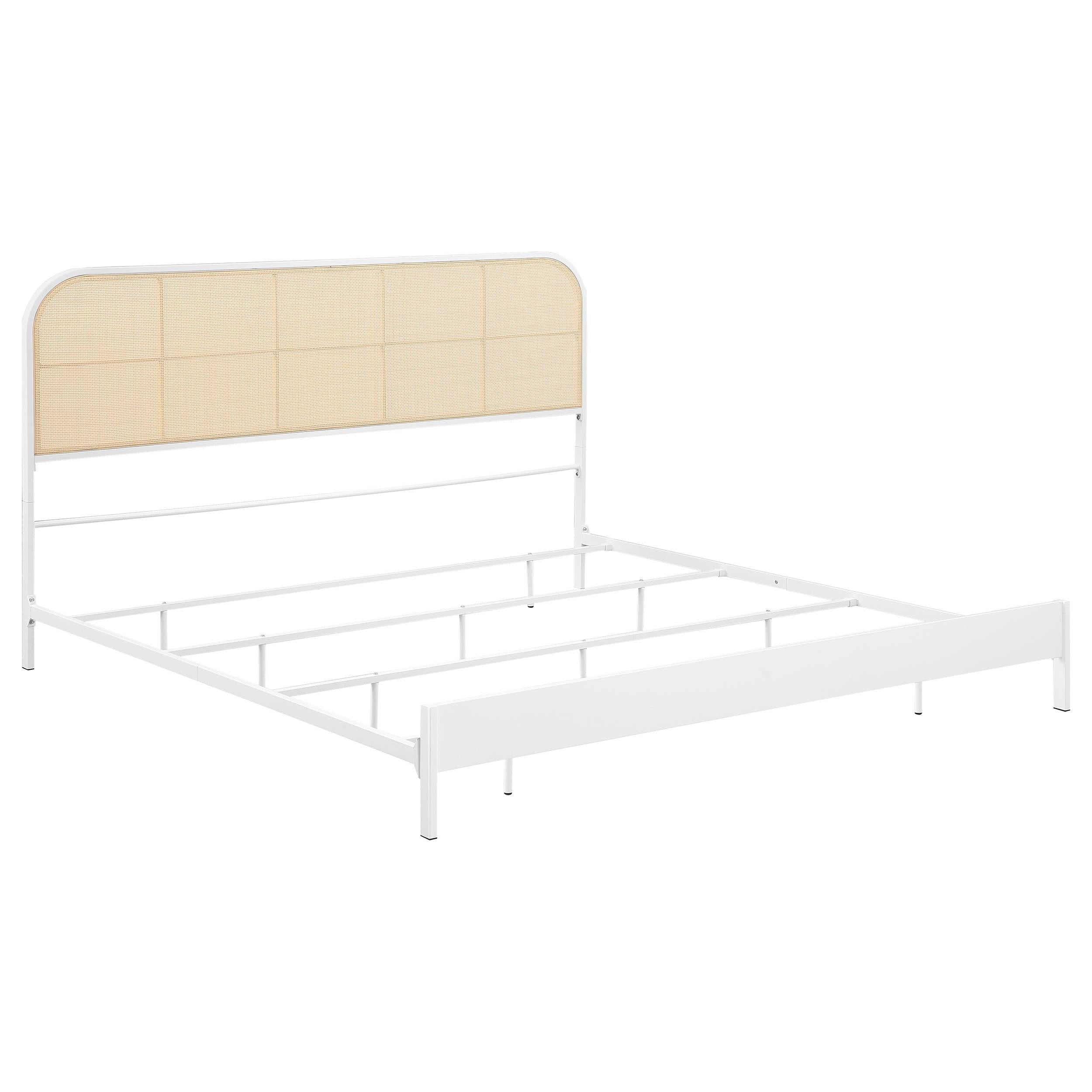 Coaster Furniture Amherst 360301KE Radio Weave Rattan Metal Eastern King Bed - White IMAGE 1