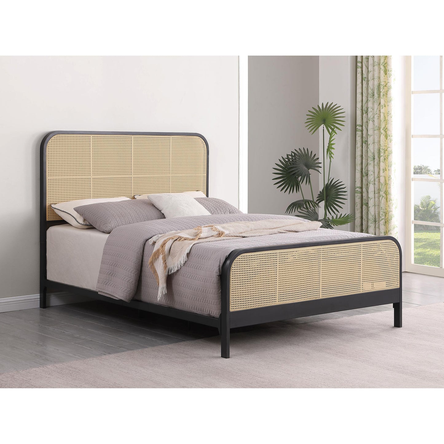 Coaster Furniture Lanewood 360250Q Open Cane Webbing Metal Queen Bed - Black IMAGE 8