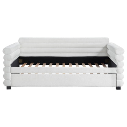 Coaster Furniture Patricia 300716 Boucle Upholstered Twin Day Bed with Trundle - White IMAGE 3