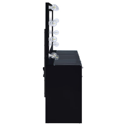Coaster Furniture Acena 931144 7-Drawer Vanity Set with Lighting - Black High Gloss IMAGE 7