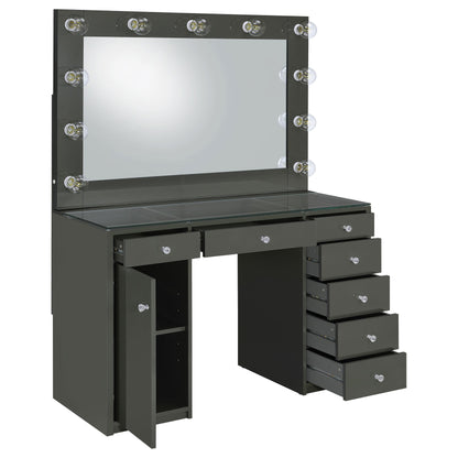 Coaster Furniture Acena 931145 7-Drawer Vanity Set with Lighting - Grey High Gloss IMAGE 2