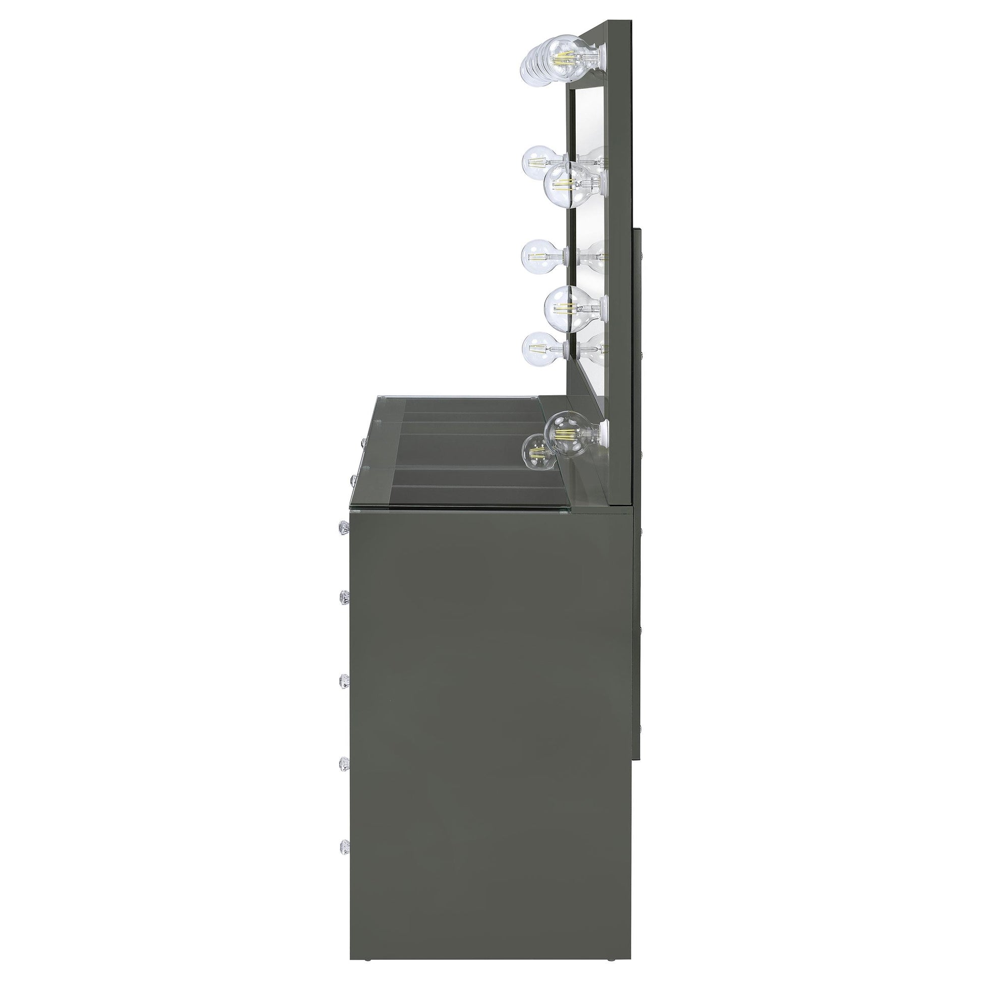 Coaster Furniture Acena 931145 7-Drawer Vanity Set with Lighting - Grey High Gloss IMAGE 4