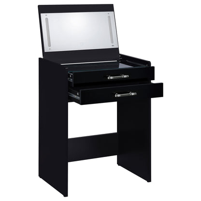 Coaster Furniture Danbury 930209 3-Drawer Makeup Vanity & Stool - Set Black High Gloss IMAGE 6
