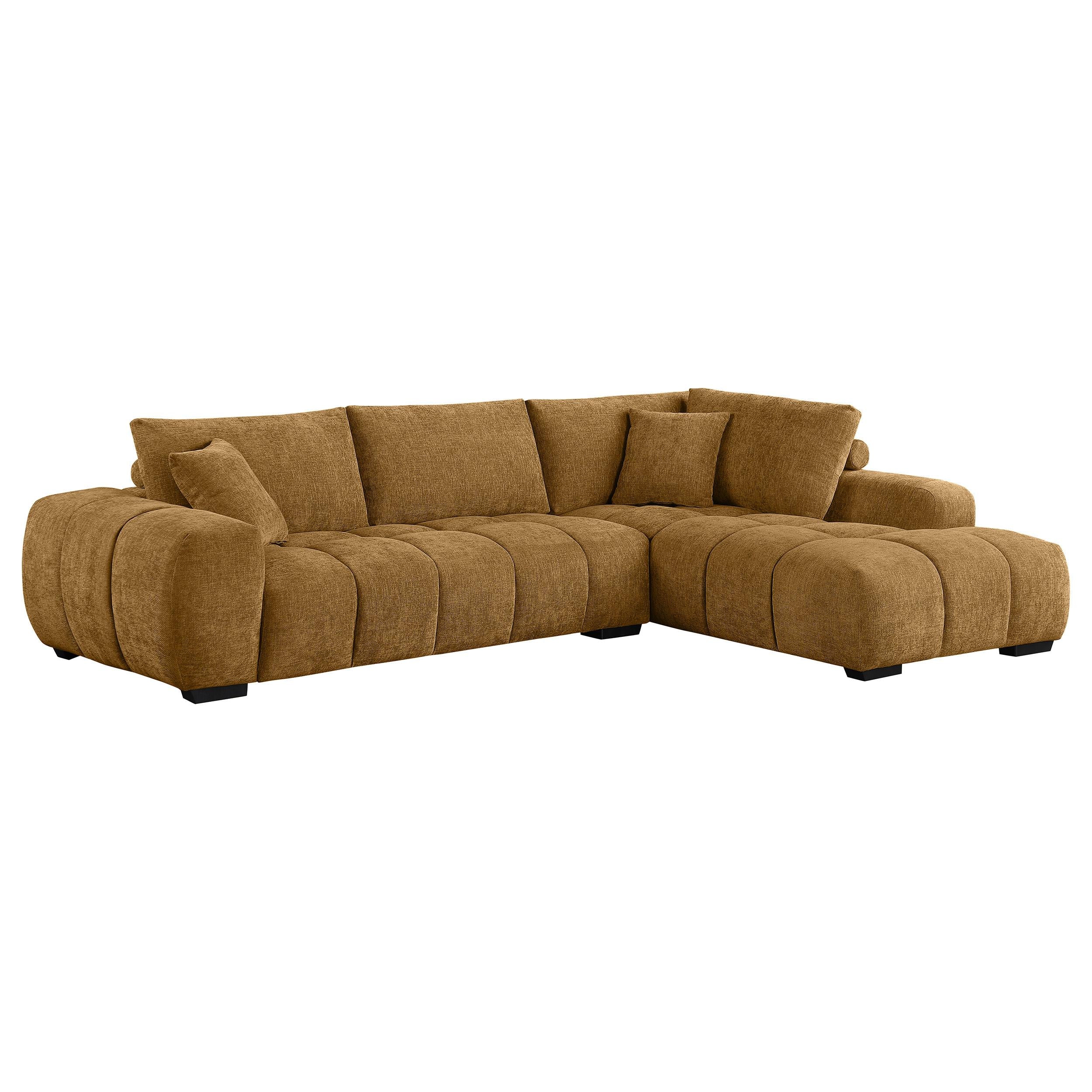  Coaster Furniture Camacho 503985 Upholstered Chaise Sectional Sofa - Amber IMAGE 1