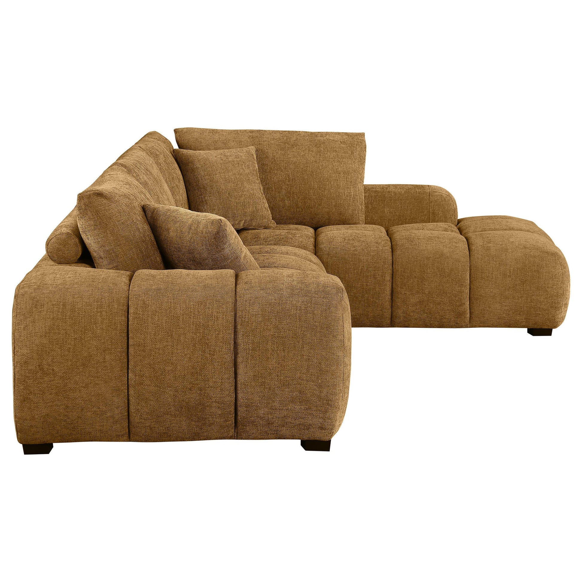  Coaster Furniture Camacho 503985 Upholstered Chaise Sectional Sofa - Amber IMAGE 5