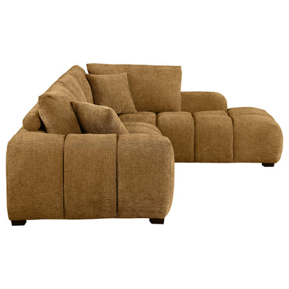 Coaster Furniture Camacho 503985 Upholstered Chaise Sectional Sofa - Amber IMAGE 5