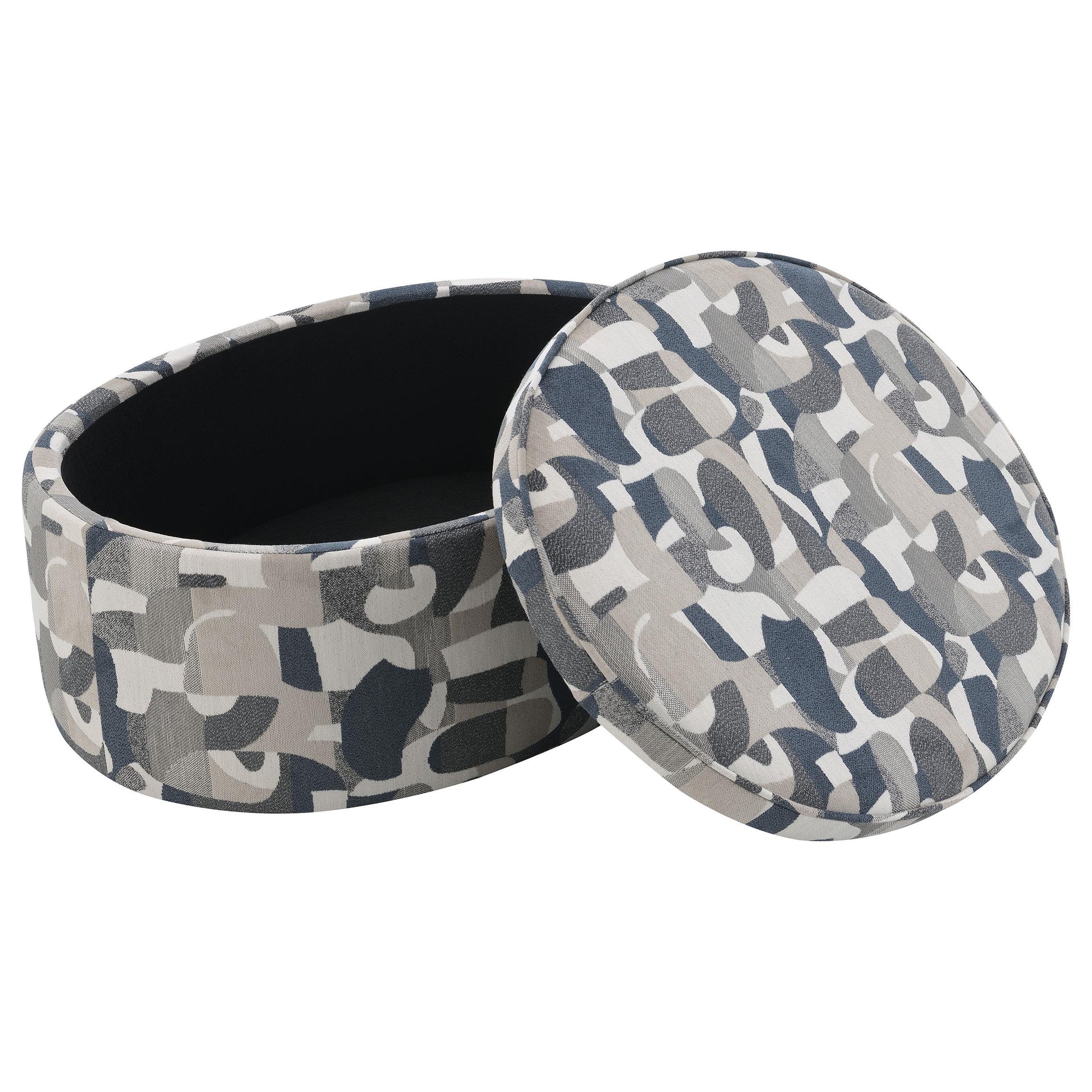 Coaster Furniture Tomkins 509674 Oval Upholstered Storage Ottoman - Indigo Blue IMAGE 2