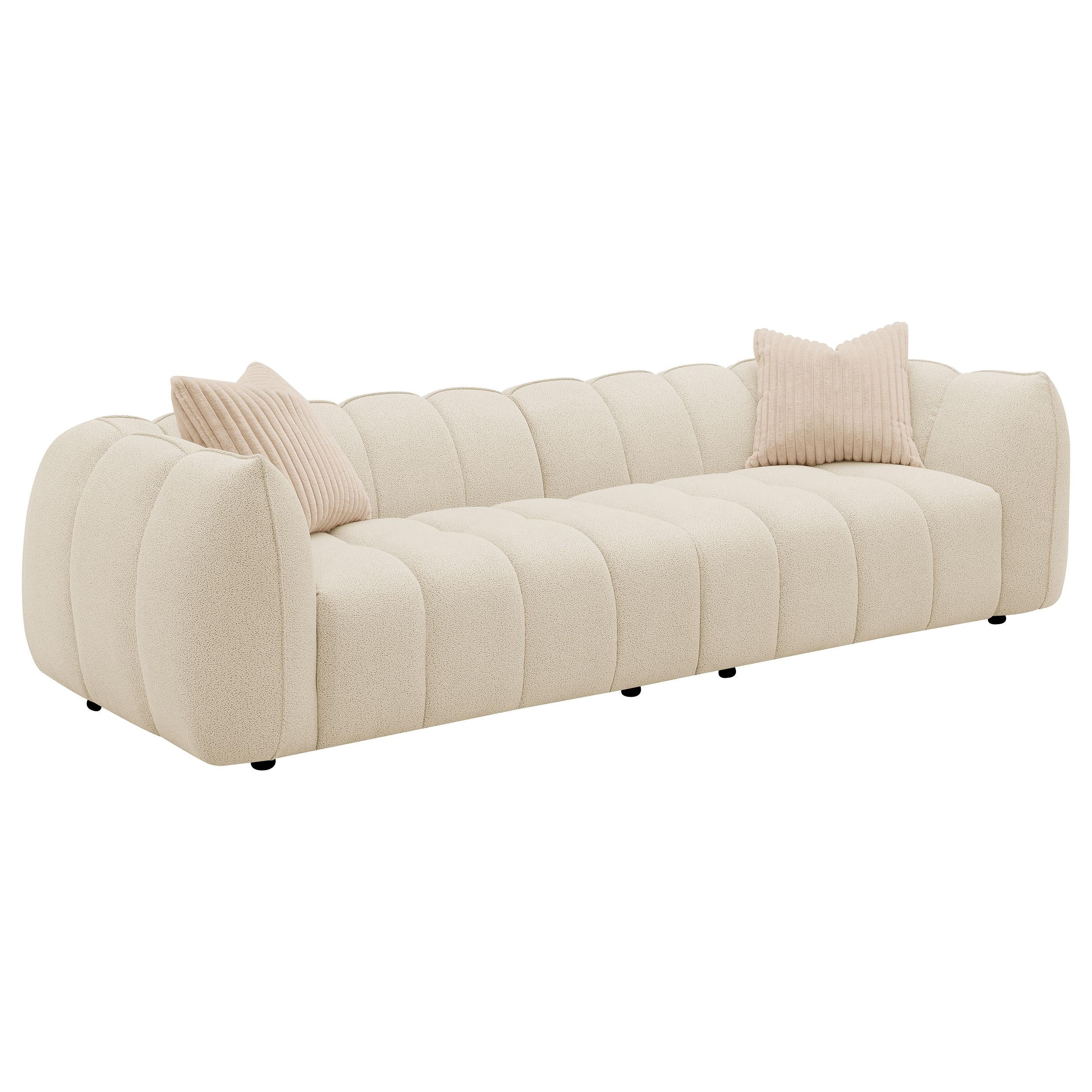  Coaster Furniture Winchester 503997 Boucle Upholstered Extra Long Sofa - Sand Pebble IMAGE 1