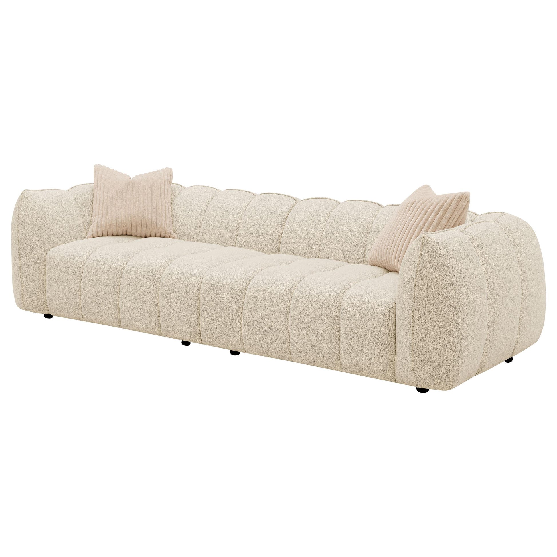  Coaster Furniture Winchester 503997 Boucle Upholstered Extra Long Sofa - Sand Pebble IMAGE 3
