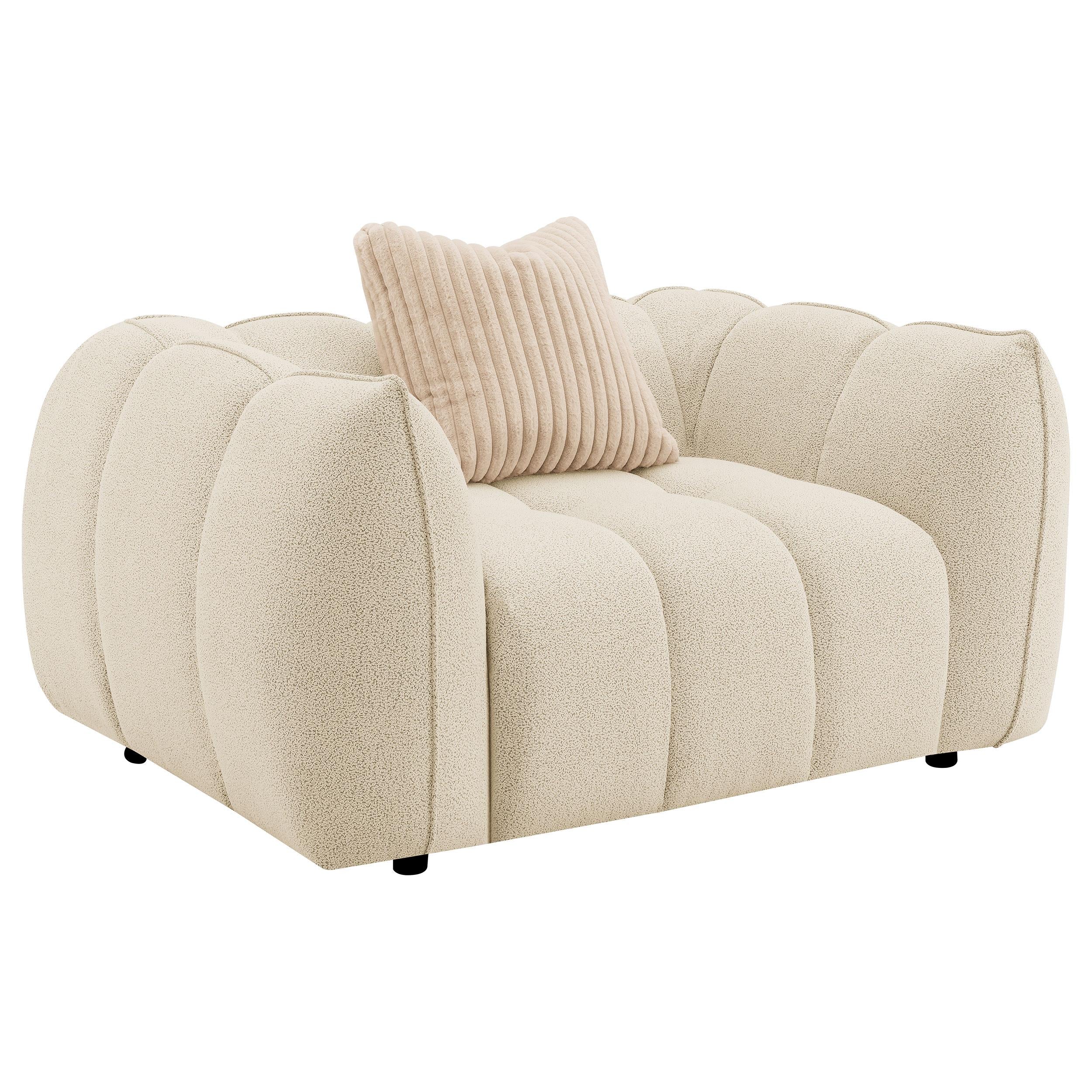  Coaster Furniture Winchester 503999 Boucle Upholstered Chair and a Half - Sand Pebble IMAGE 1
