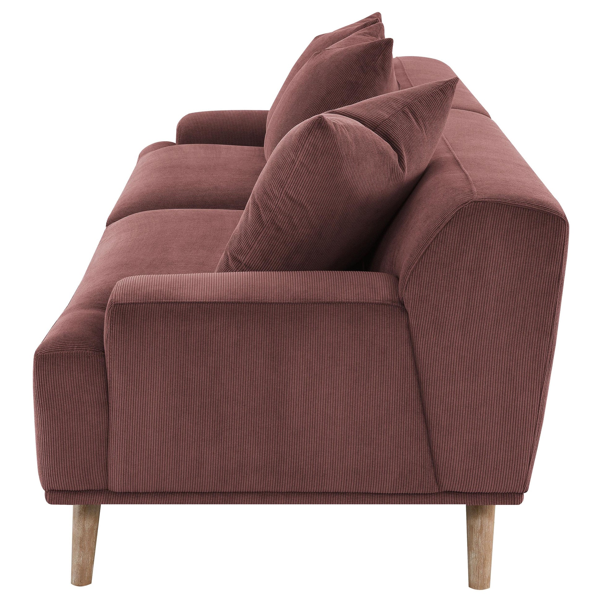 Coaster Furniture Elizabeth 503957 Corduroy Upholstered Extra Long Sofa - Wine Red IMAGE 4