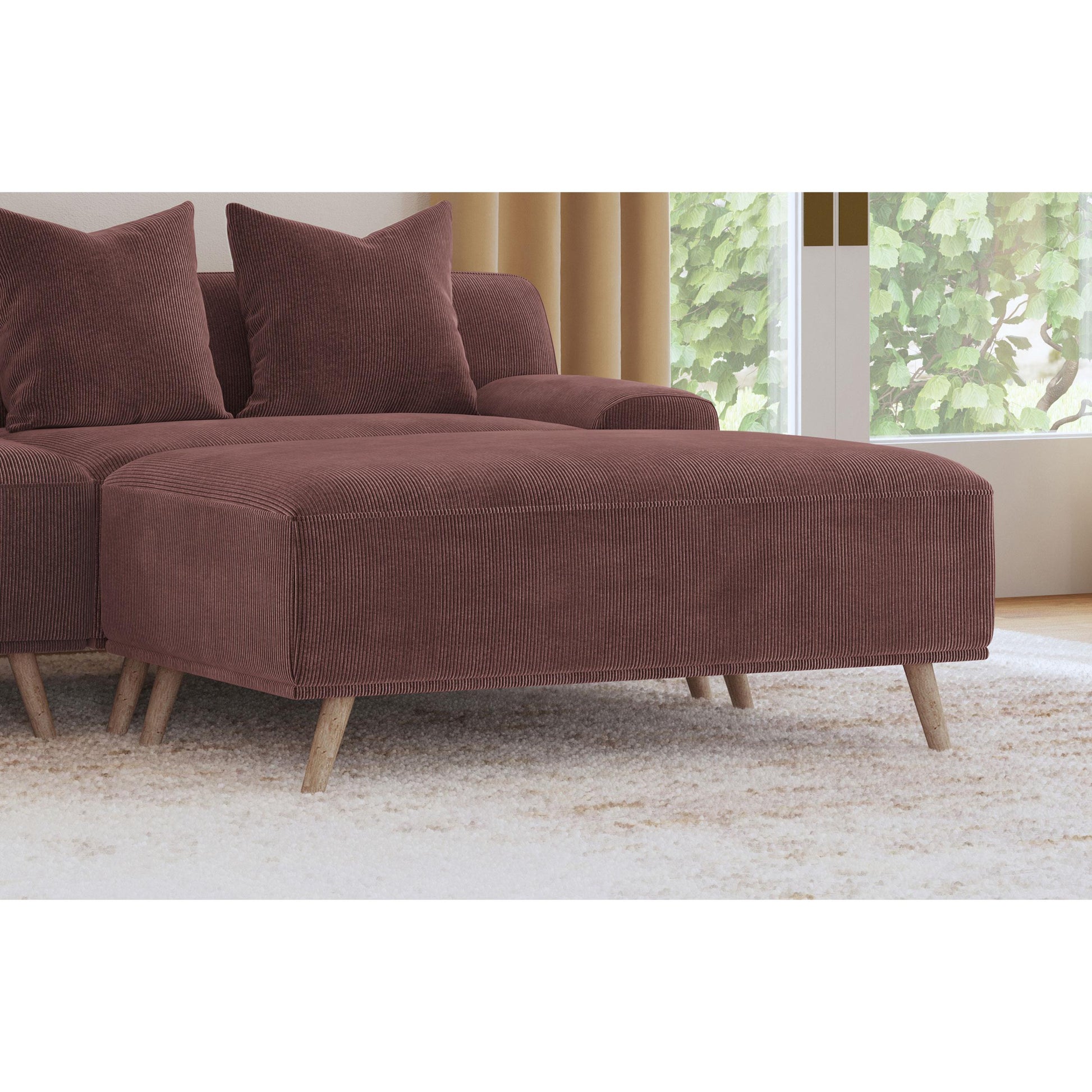  Coaster Furniture Elizabeth 503959 Corduroy Upholstered Ottoman - Wine Red IMAGE 5