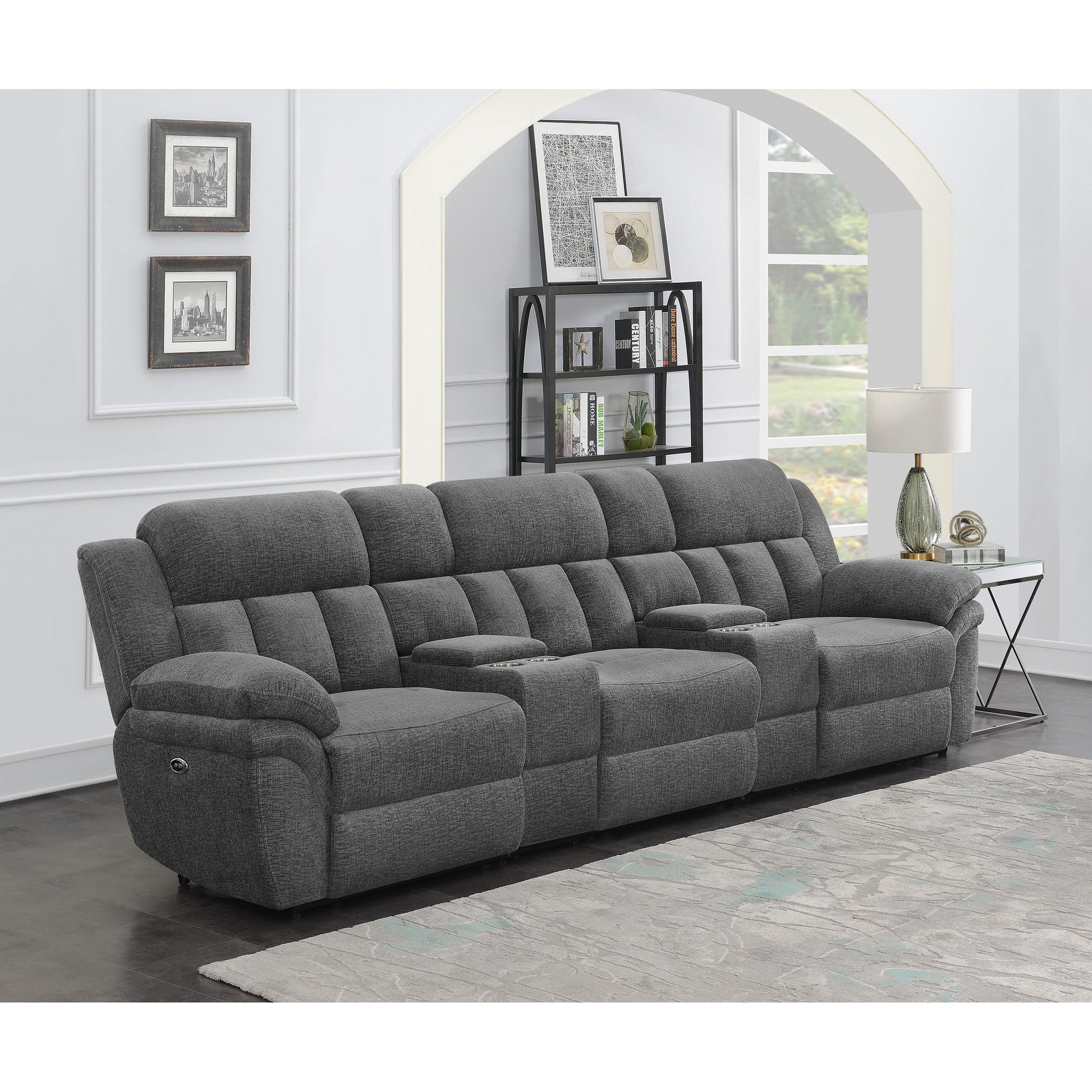Coaster Furniture Bahrain 609541PT 5-piece Power Home Theater Seating - Charcoal IMAGE 1
