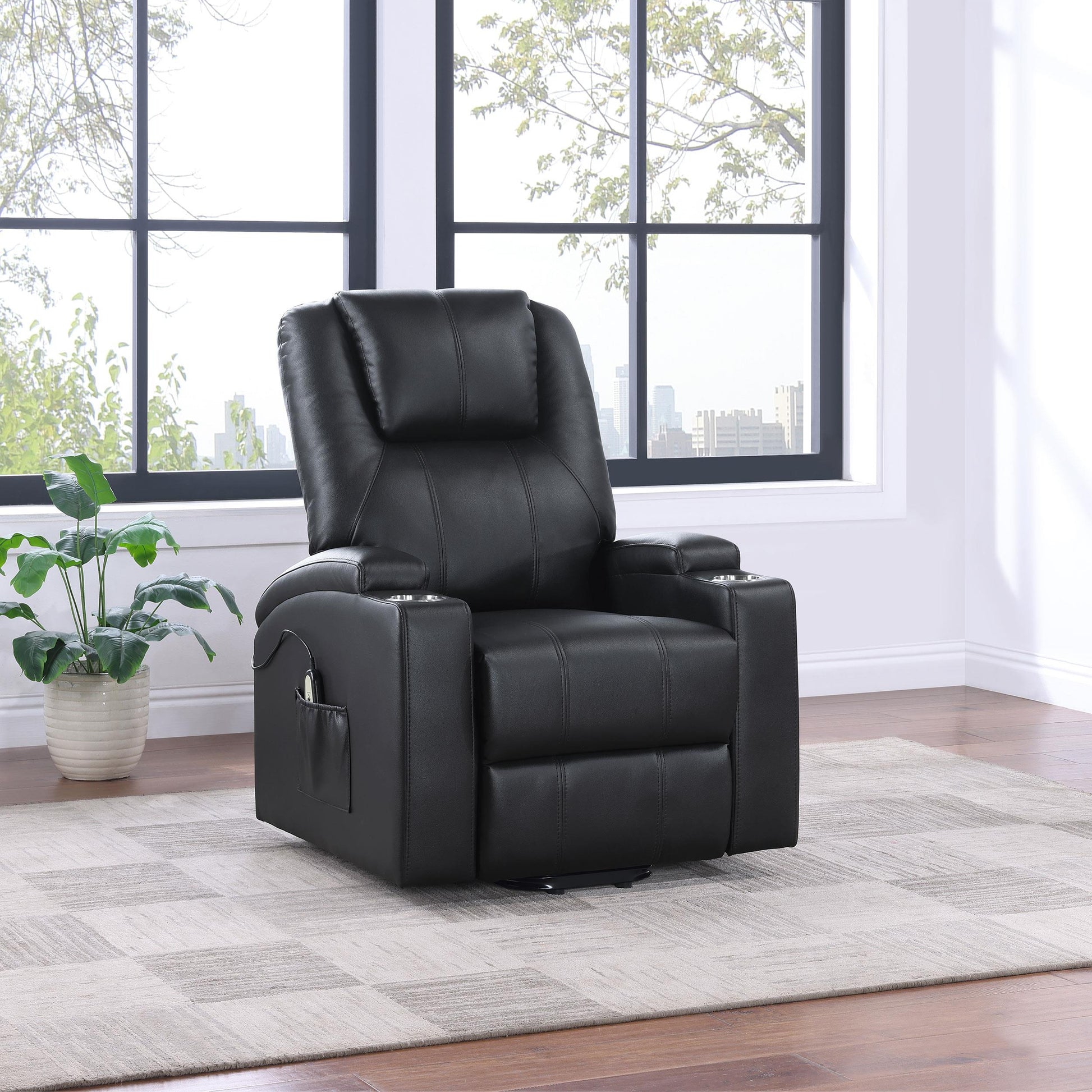  Coaster Furniture Armstrong 609475P Upholstered Power Lift Massage Recliner - Black IMAGE 8