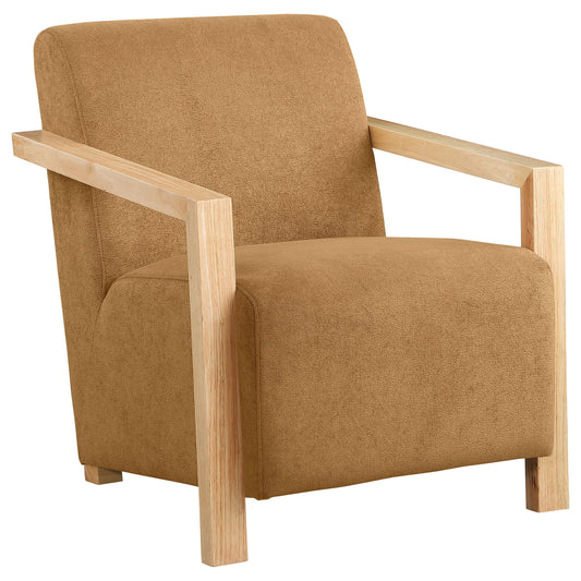 Coaster Furniture Diego 902268 Upholstered Accent Arm Chair with Wood Arms - Honey IMAGE 1
