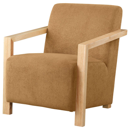 Coaster Furniture Diego 902268 Upholstered Accent Arm Chair with Wood Arms - Honey IMAGE 3