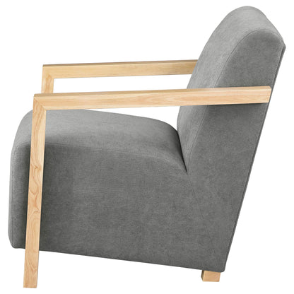 Coaster Furniture Diego 902269 Upholstered Accent Arm Chair with Wood Arms - Grey IMAGE 4