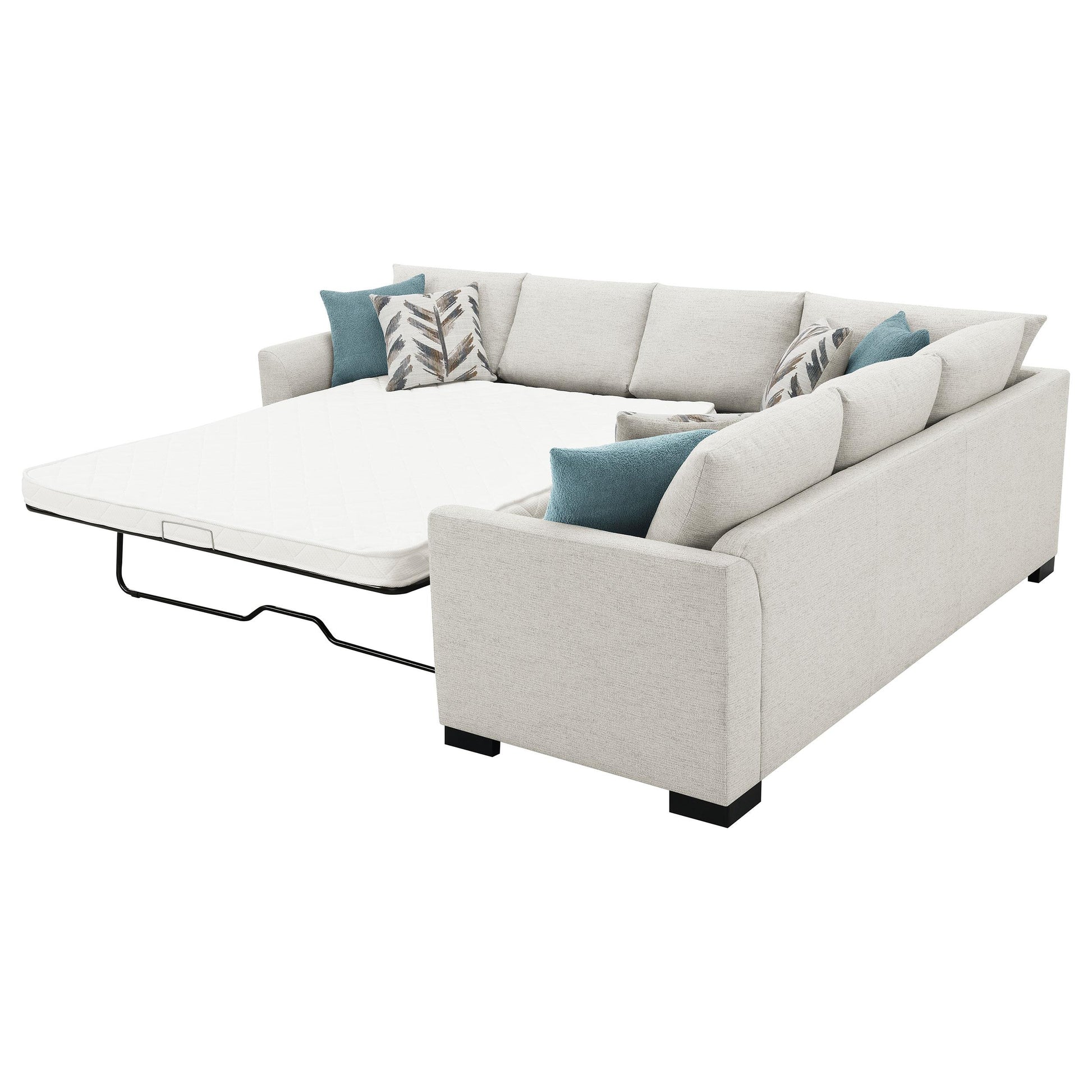 Coaster Furniture Ashford 500818 Chenille Upholstered Sleeper Sectional Sofa - Greige IMAGE 5