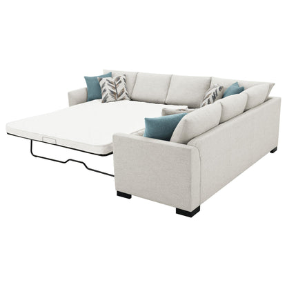 Coaster Furniture Ashford 500818 Chenille Upholstered Sleeper Sectional Sofa - Greige IMAGE 5
