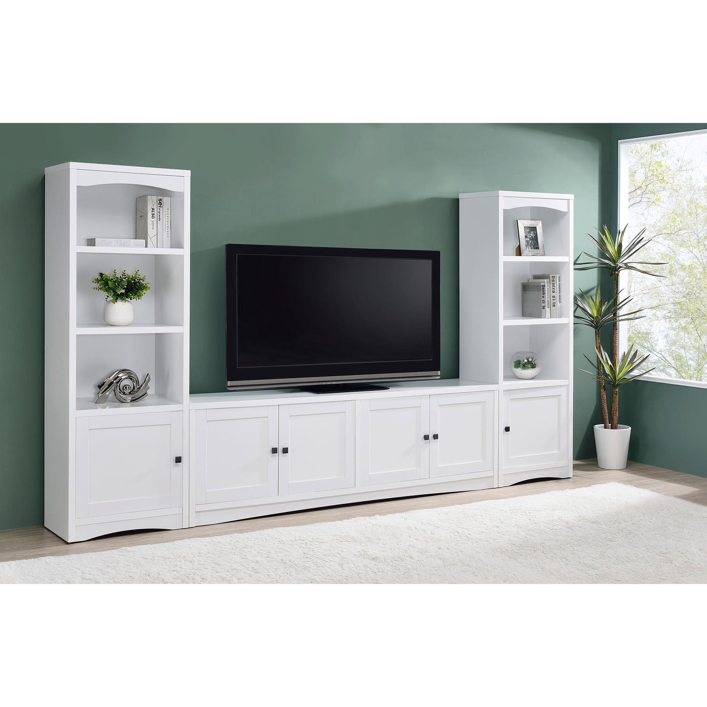  Coaster Furniture Laughlin 724113 4-door Engineered Wood 78-inch TV Stand - White IMAGE 12