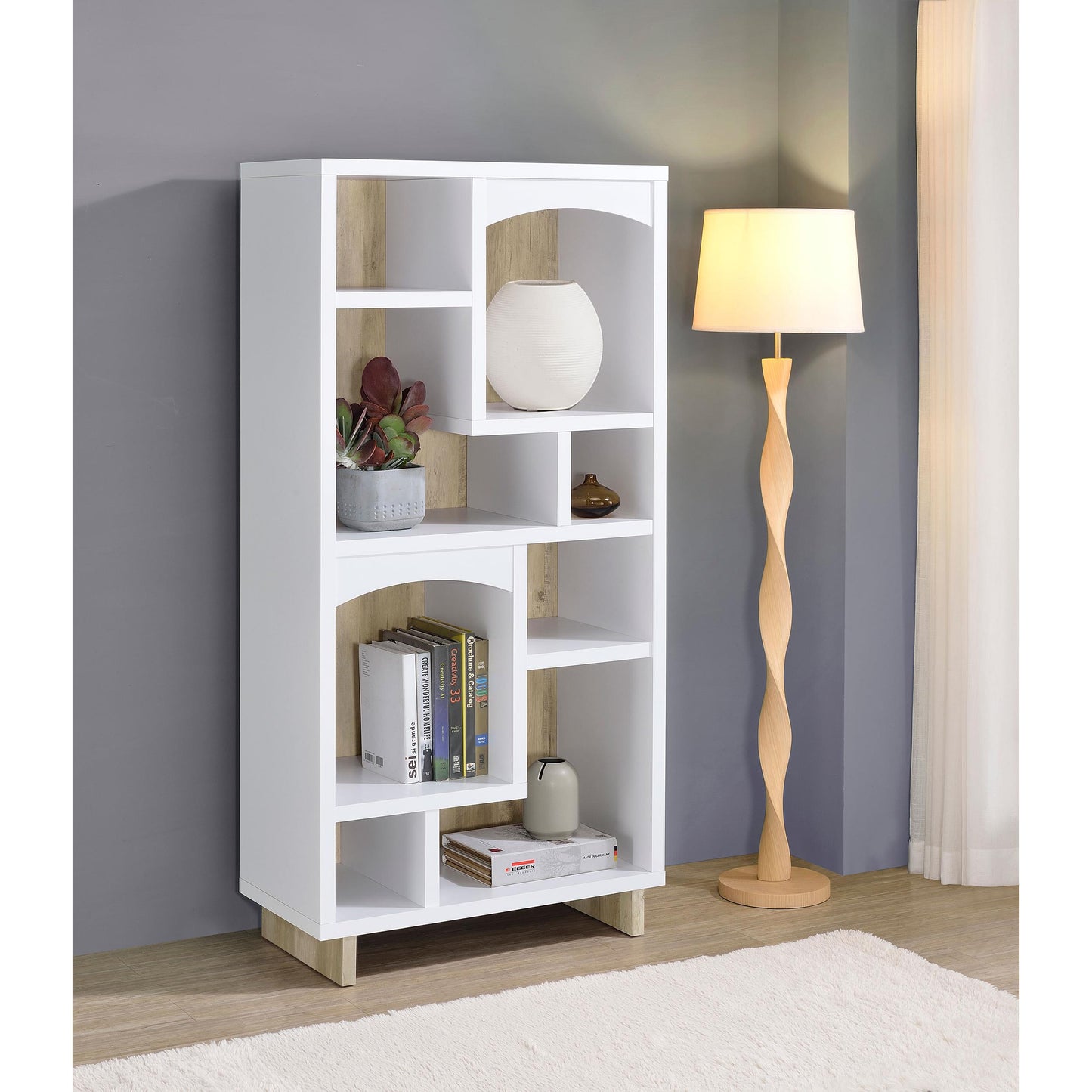 Coaster Furniture Dalton 980075 65-inch 6-shelf Bookcase - White and Distressed Pine IMAGE 8