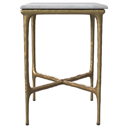  Coaster Furniture Baldwin 930091 Rectangular Marble Top Side Table - White and Gold IMAGE 4