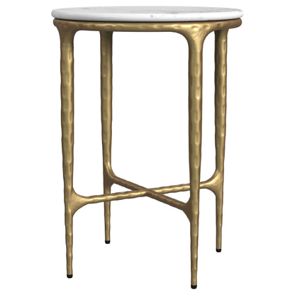  Coaster Furniture Baldwin 930081 Round Marble Top Side Table - White and Gold IMAGE 3