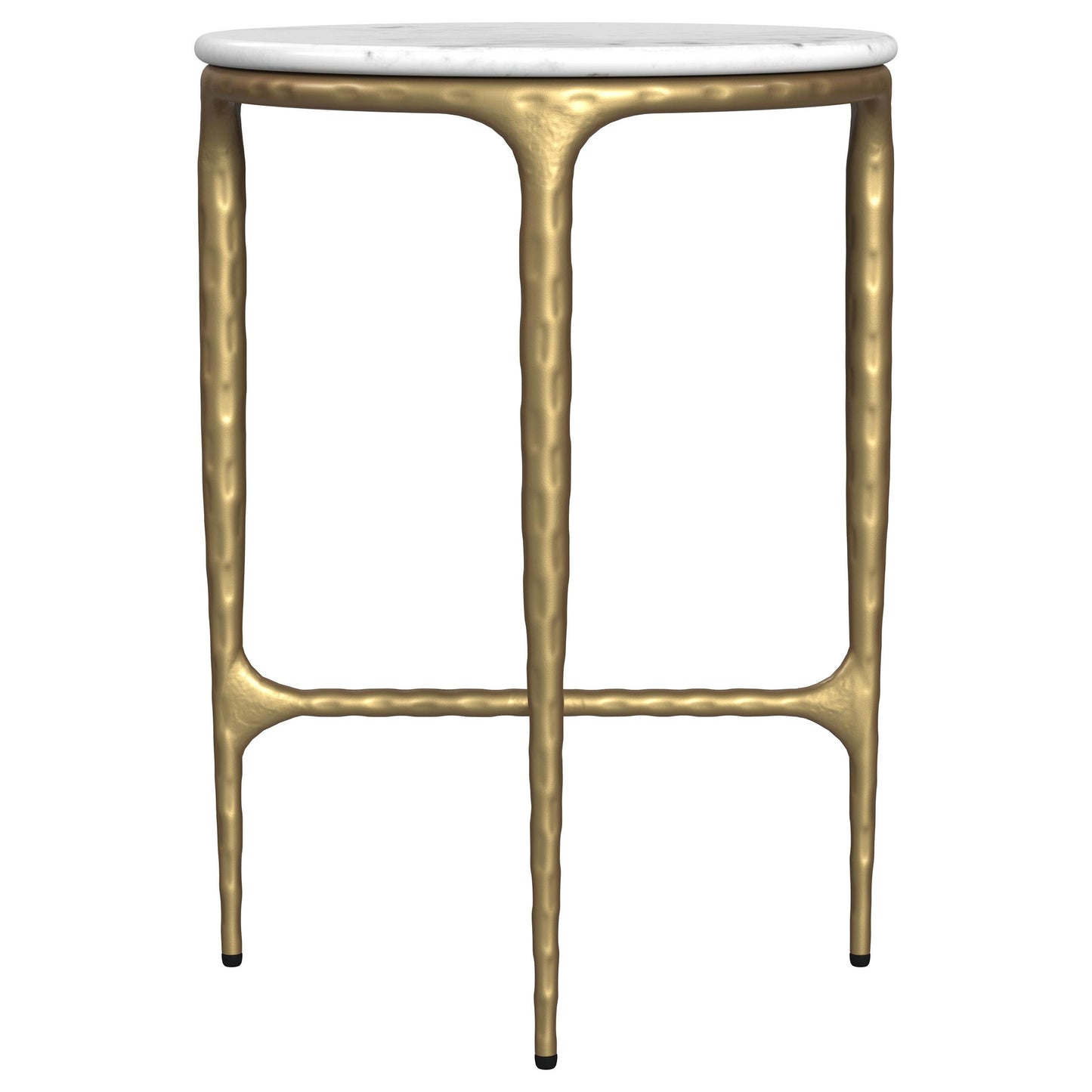  Coaster Furniture Baldwin 930081 Round Marble Top Side Table - White and Gold IMAGE 4