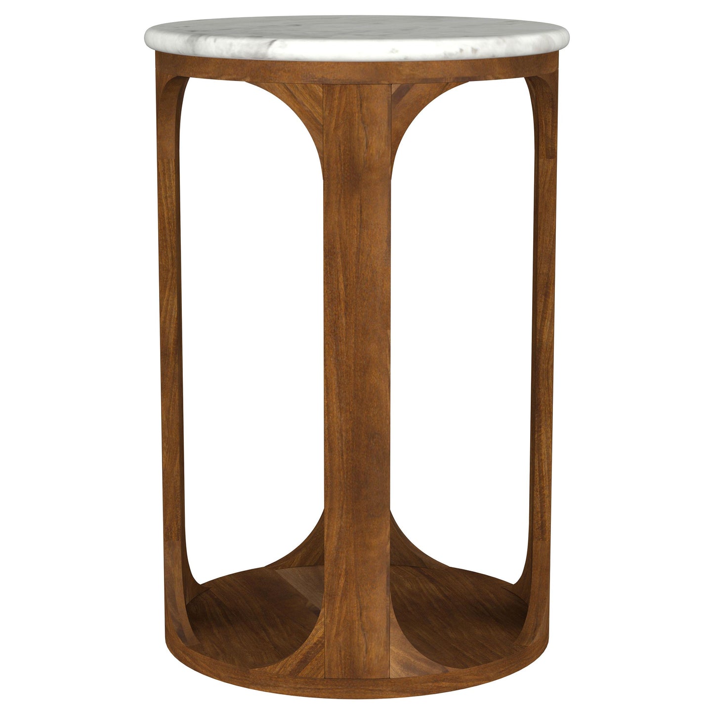  Coaster Furniture Berkeley 930080 Round Marble Top Side Table - White and Brown IMAGE 2