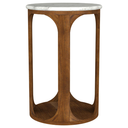  Coaster Furniture Berkeley 930080 Round Marble Top Side Table - White and Brown IMAGE 2