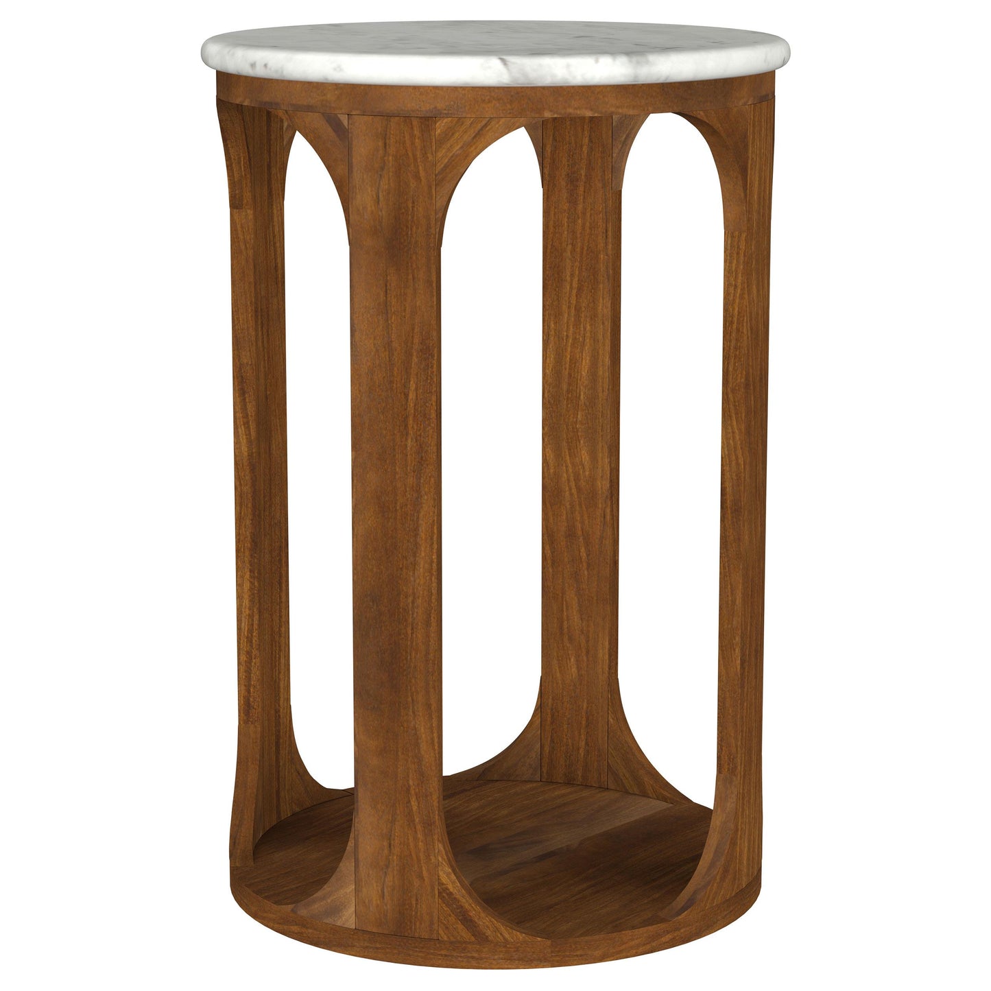  Coaster Furniture Berkeley 930080 Round Marble Top Side Table - White and Brown IMAGE 3