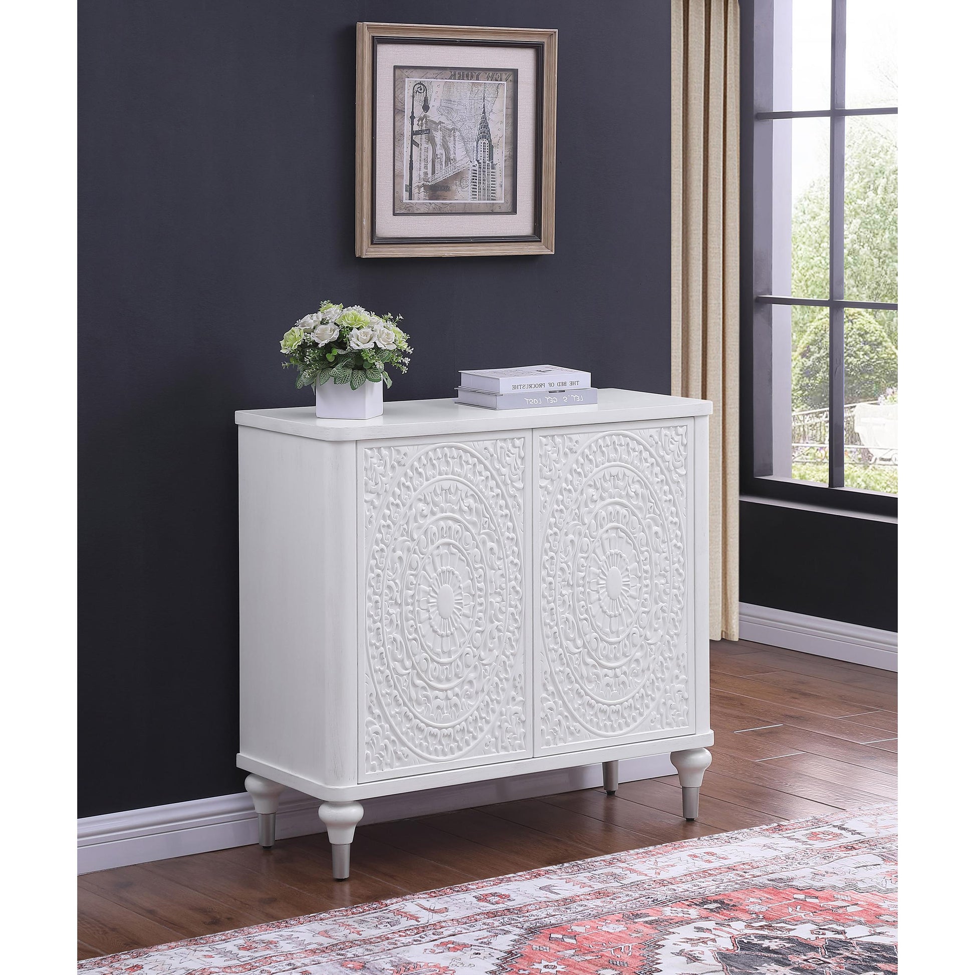 Coaster Furniture Cardella 950411 2-door Mandala Accent Cabinet - Distressed White IMAGE 9