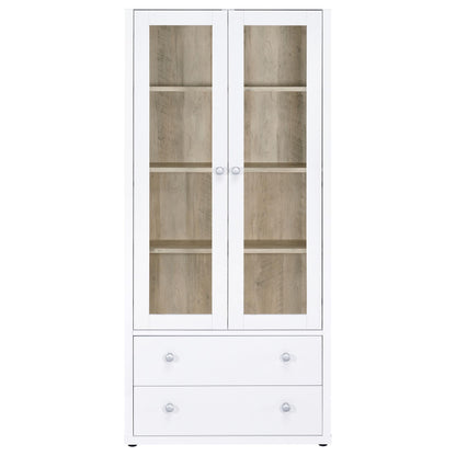 Coaster Furniture Hawthorne 953477 4-shelf Glass Door Tall Cabinet with Drawers - White IMAGE 3