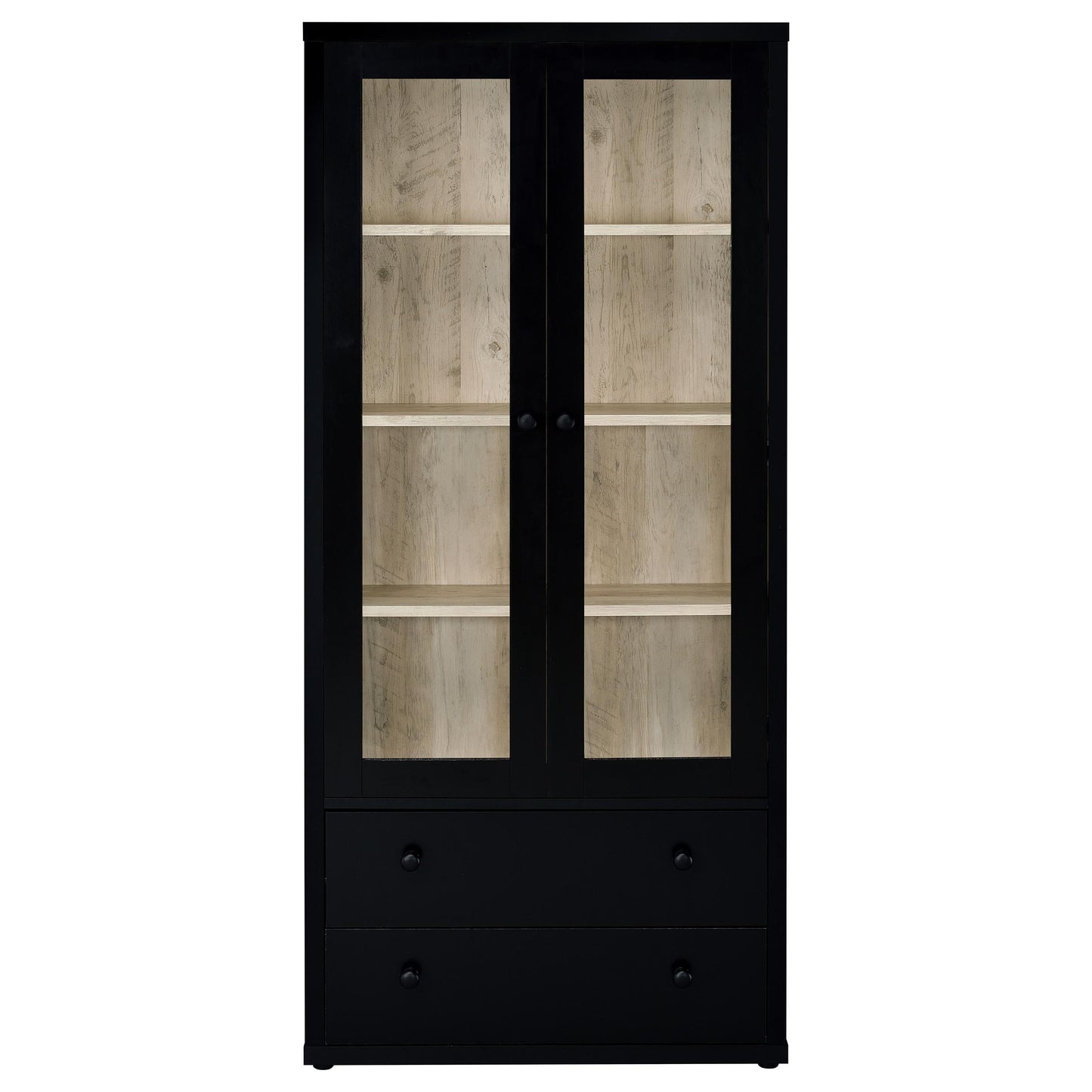 Coaster Furniture Hawthorne 953478 4-shelf Glass Door Cabinet with Drawers - Black IMAGE 3