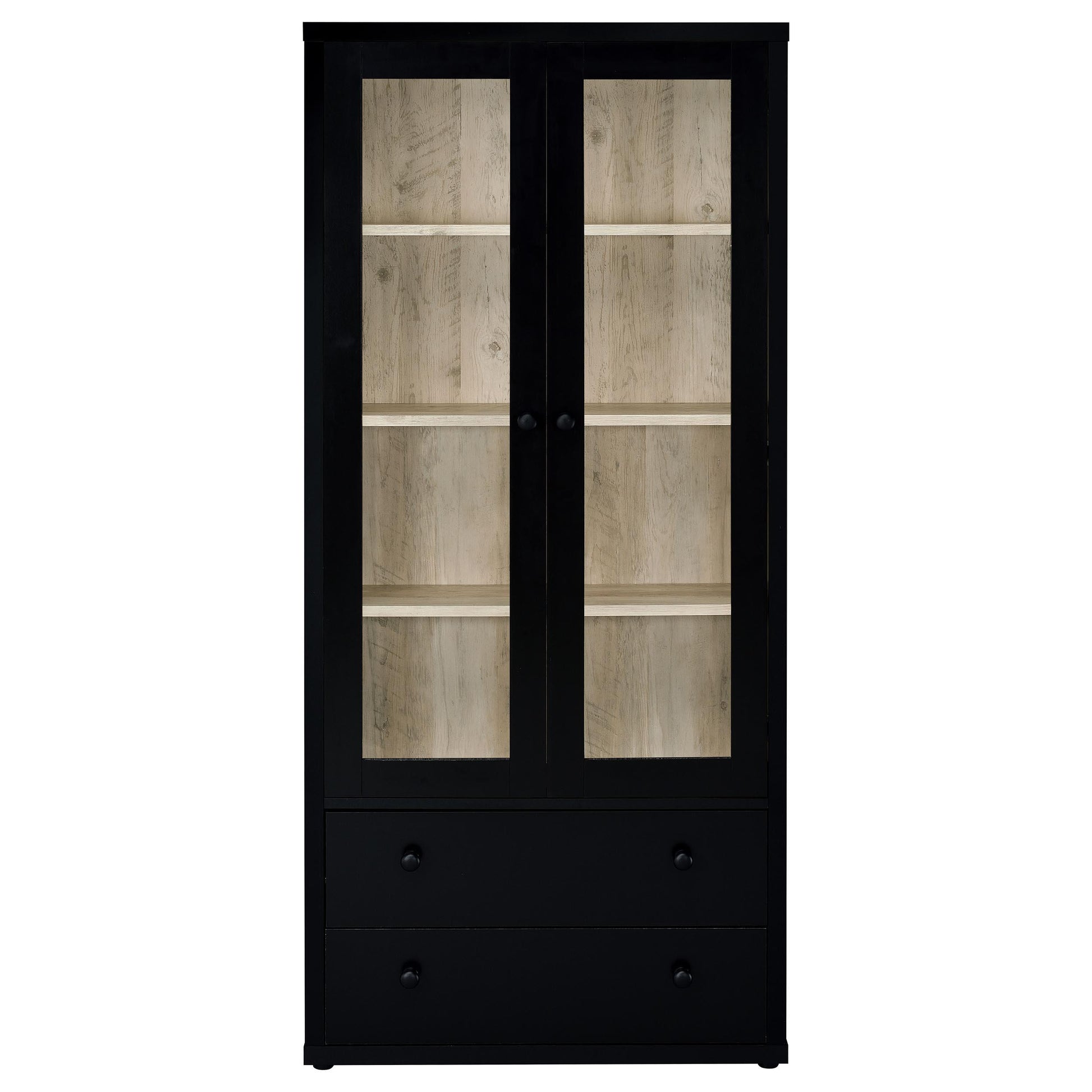 Coaster Furniture Hawthorne 953478 4-shelf Glass Door Cabinet with Drawers - Black IMAGE 3