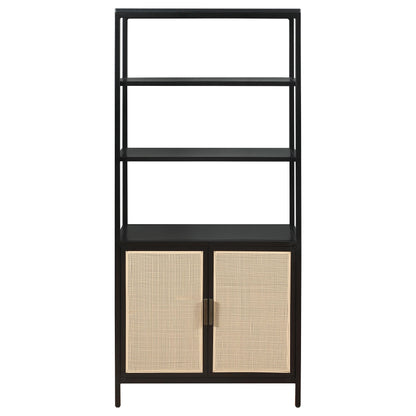 Coaster Furniture Amherst 961651 3-shelf Radio Weave Cane Metal Accent Cabinet - Black IMAGE 2