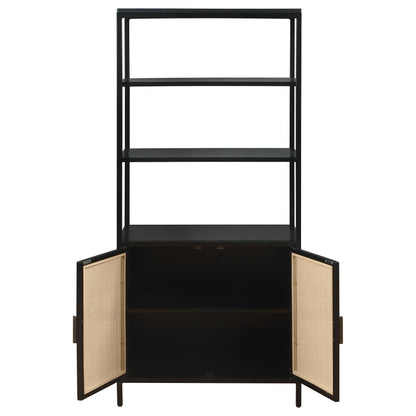 Coaster Furniture Amherst 961651 3-shelf Radio Weave Cane Metal Accent Cabinet - Black IMAGE 3