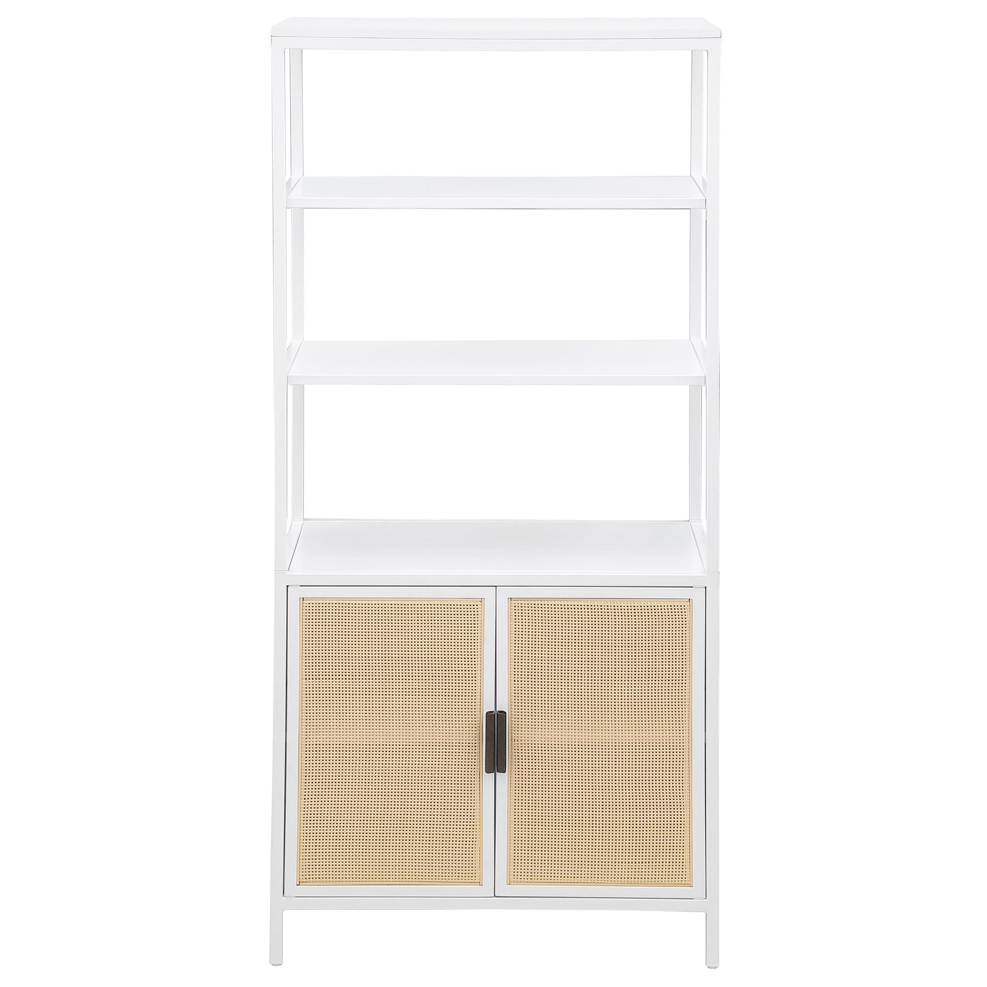 Coaster Furniture Amherst 961652 3-shelf Radio Weave Cane Metal Accent Cabinet - White IMAGE 2