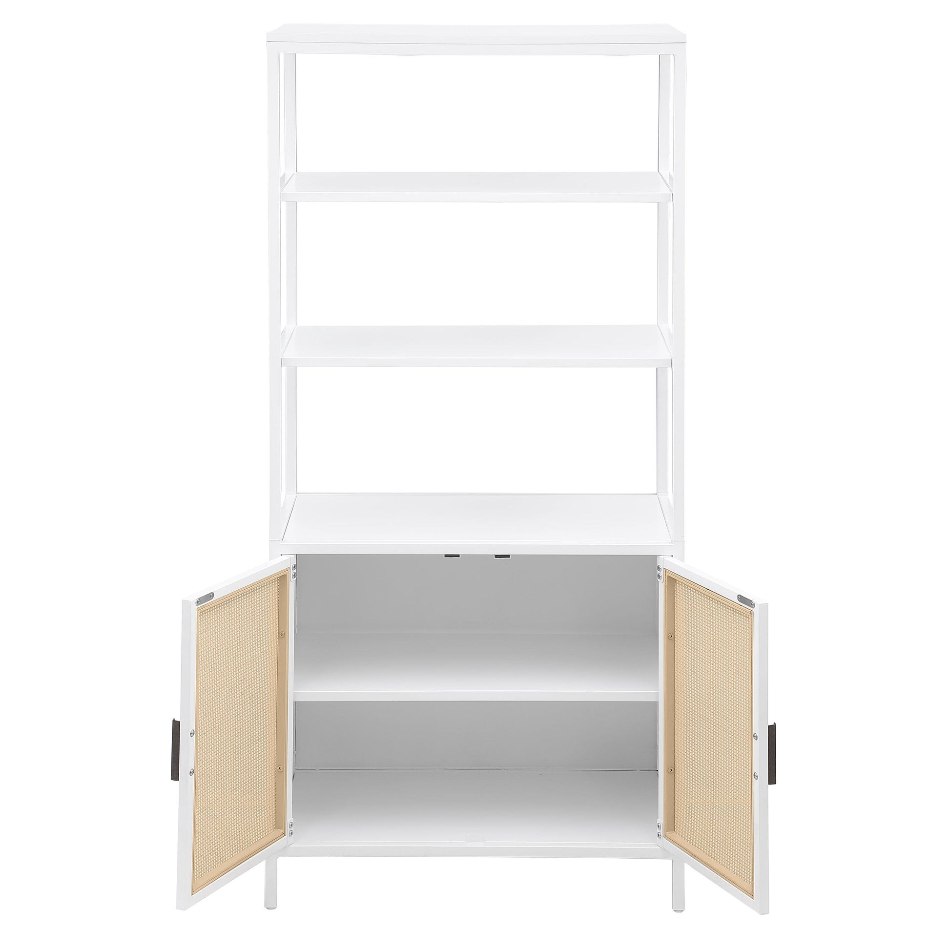 Coaster Furniture Amherst 961652 3-shelf Radio Weave Cane Metal Accent Cabinet - White IMAGE 3