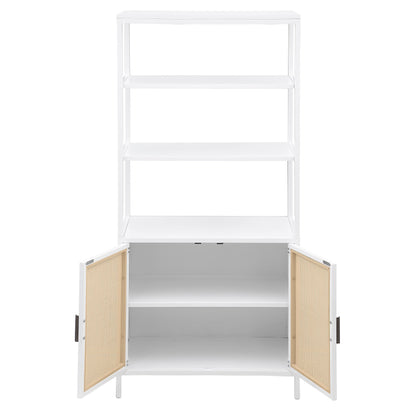 Coaster Furniture Amherst 961652 3-shelf Radio Weave Cane Metal Accent Cabinet - White IMAGE 3