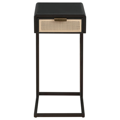 Coaster Furniture Amherst 931631 1-Drawer Radio Weave Cane Metal Side Table - Black IMAGE 2