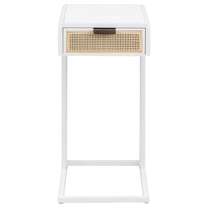 Coaster Furniture Amherst 931632 1-Drawer Radio Weave Cane Metal Side Table - White IMAGE 2