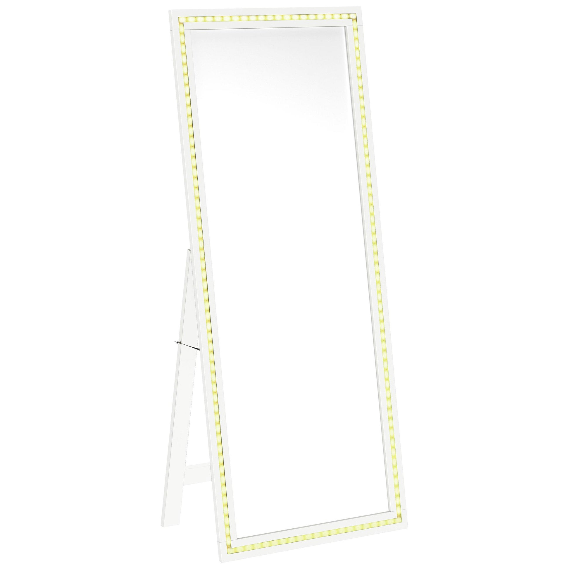 Coaster Furniture Windrose 960963 28 x 67 Inch Tempered LED Standing Mirror - White IMAGE 5