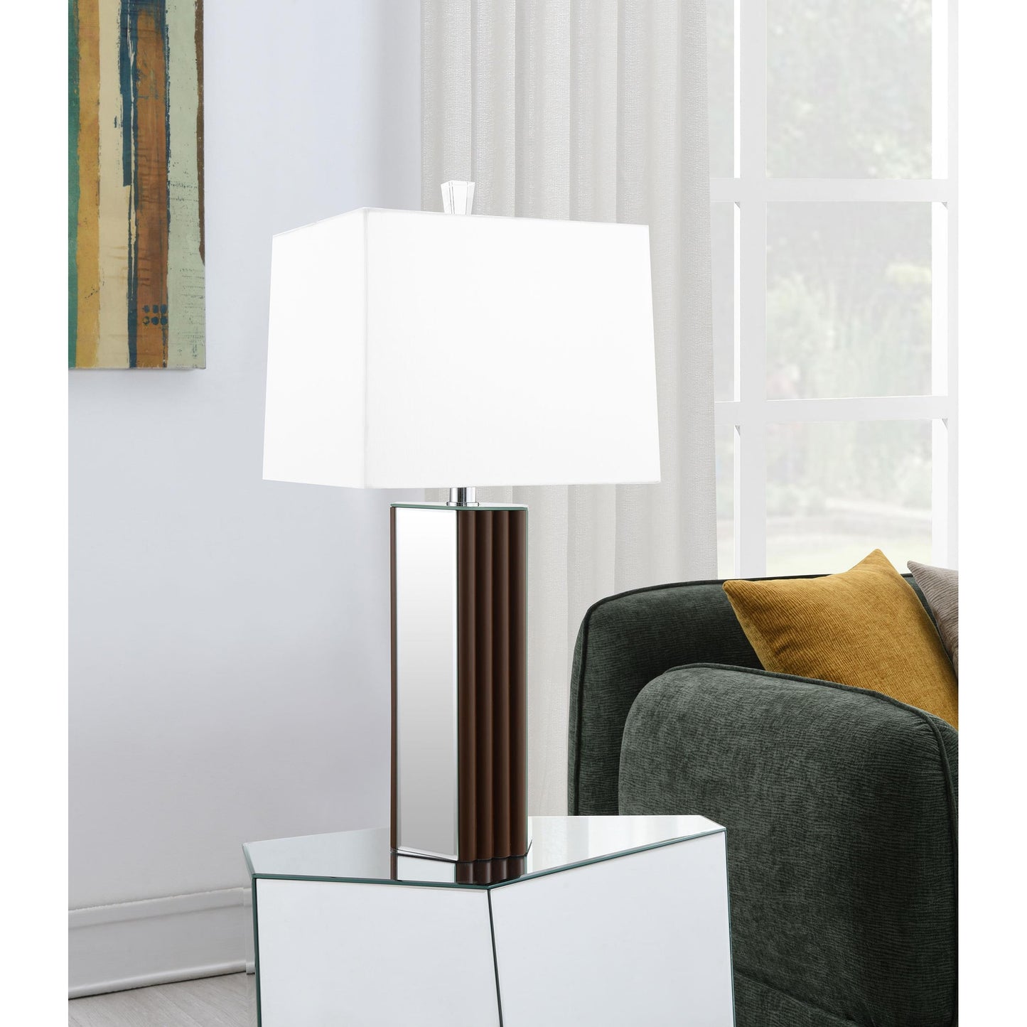 Coaster Furniture Elena 920177 30-inch Square Tapered Mirrored Table Lamp - Brown IMAGE 6
