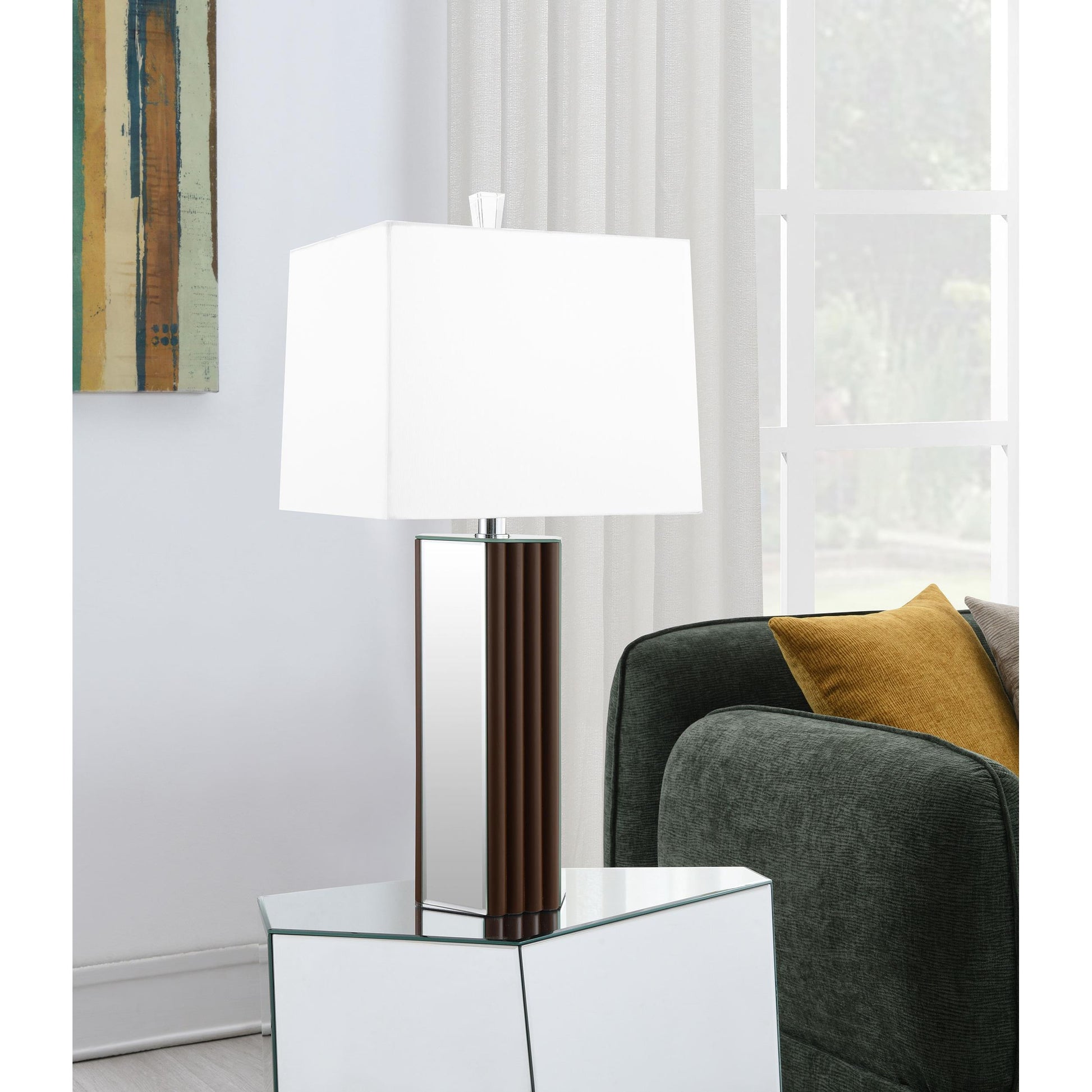 Coaster Furniture Elena 920177 30-inch Square Tapered Mirrored Table Lamp - Brown IMAGE 6