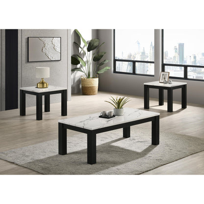  Crown Mark Ivy 4170SET-WH 3 pc Cocktail Table Set - Faux Marble White IMAGE 1